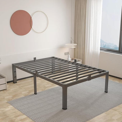 ROIL 12 inch Twin XL Bed Frames with Headboard Hole and Round Corner Legs Mattress Retainers 3500LBS Heavy Duty Steel Slats No Box Spring Needed Platform Noise-Free Underneath Storage