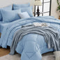 HEVUMYI Light Blue Twin-XL Comforter Set - 5-Piece All Season Bed in a Bag Twin-XL, Ultra Soft Bedding Set with Comforter, Flat Sheet, Fitted Sheet, Pillowcases, Pillow Shams