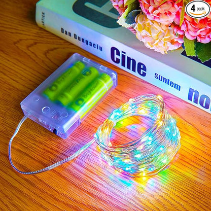 Minetom Fairy Lights Battery Operated, 4Pcak 33Feet 100 LEDs Mini Battery Powered String Lights, Waterproof Twinkle Lights Mason Jar Lights for Indoor Home Wedding Christmas Decoration, Multicolor