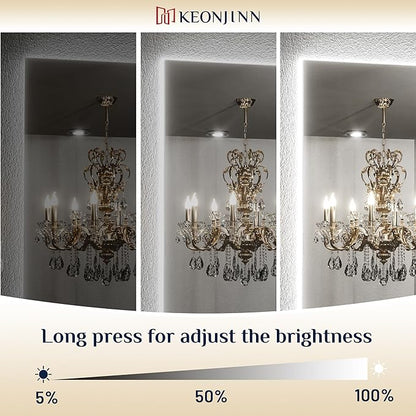 Keonjinn LED Backlit Mirror 72” x 35.9” Oversized Lighted Bathroom Mirror with UL Listed LED Driver, Large Stepless Dimmable Wall Mirror, Tempered Glass, CRI90+ Anti Fog Vanity Mirror with Backlights