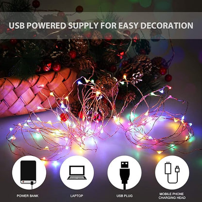 USB Powered String Light, 1 Pack USB Plug in Copper Wire Fairy Lights for Indoor, Bedroom Festival Christmas Wedding Party Patio Decorative Window with USB Interface (16ft./5M,Multi Color)