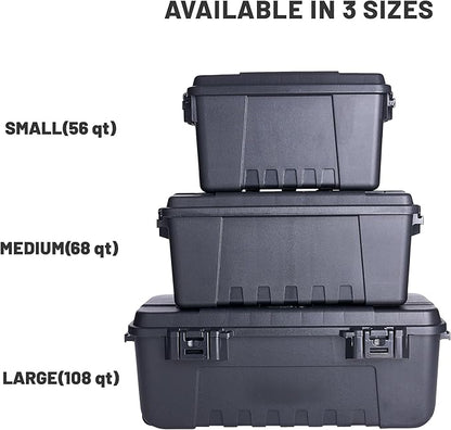 Plano Storage Trunk, Black, Medium, Lockable Storage Box, Airline Approved Sportsman Trunk, Hunting Gear and Ammunition Bin, Heavy-Duty Containers for Camping, 68-Quart