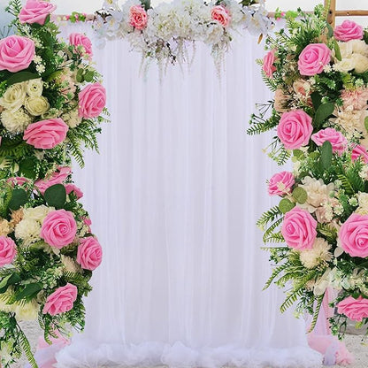 Artificial Flowers 25pcs Fake Roses, Rose Pink Foam Faux Flower for DIY Wedding Bouquets Bridal Shower Centerpieces Floral Arrangements Home Decorations Party Backdrops Table