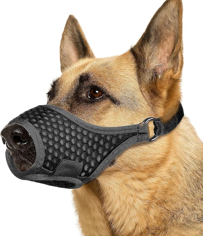 LUCKYPAW Dog Muzzle, Soft Muzzles for Large Medium Small Dogs to Prevent Biting Chewing with Ring and Adjustable Strap for Vet Visit Training (Black, XS)-Mewly Pet