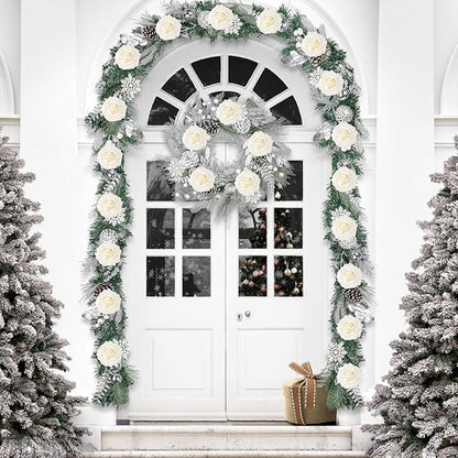 MACTING 30PCS Artificial Glitter Roses Real Looking Fake Flowers with Stem White Foam Roses for Wedding Bouquet Centerpieces Party Wreath Home Easter Spring Mothers Day Decorations