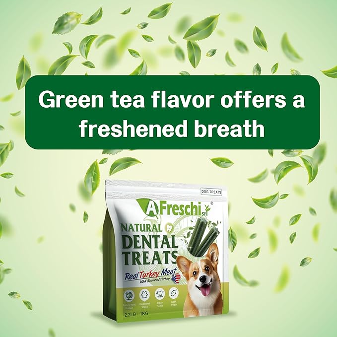 Afreschi Turkey Dental Sticks for Dogs, 2.2 lb – All Natural Dog Chews, USA-Sourced Trukey, Hypoallergenic, Long-Lasting Chew for Puppies and Adult Dogs, Grain-Free, Signature Series-Mewly Pet