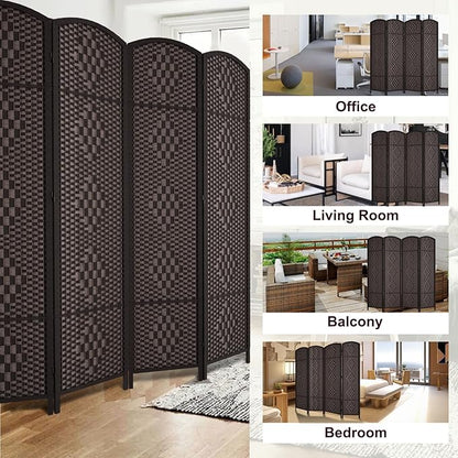 Rose Home Fashion 6 ft Tall Room Divider, Room Dividers and Folding Privacy Screens, 15.7in Privacy Screen 4 Panel Partition Temporary Wall Separation for Private, Dark Coffee