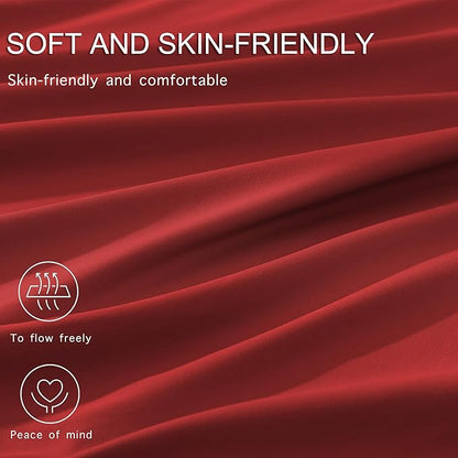 Monbix Queen Comforter Set - 7 Pieces Bright Red Bed in a Bag Queen Bedding Sets with Comforters, All Seasons Down Alternative Comforter Bed Set with Sheets, Pillowcases & Shams