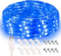 Blue LED Rope Lights Outdoor, 33ft Flat Strip Lights, Flexible Connectable and Waterproof Rope Lighting for Indoor Outdoor Use, Mood Lighting for Game Room Pool Ground Patio Party