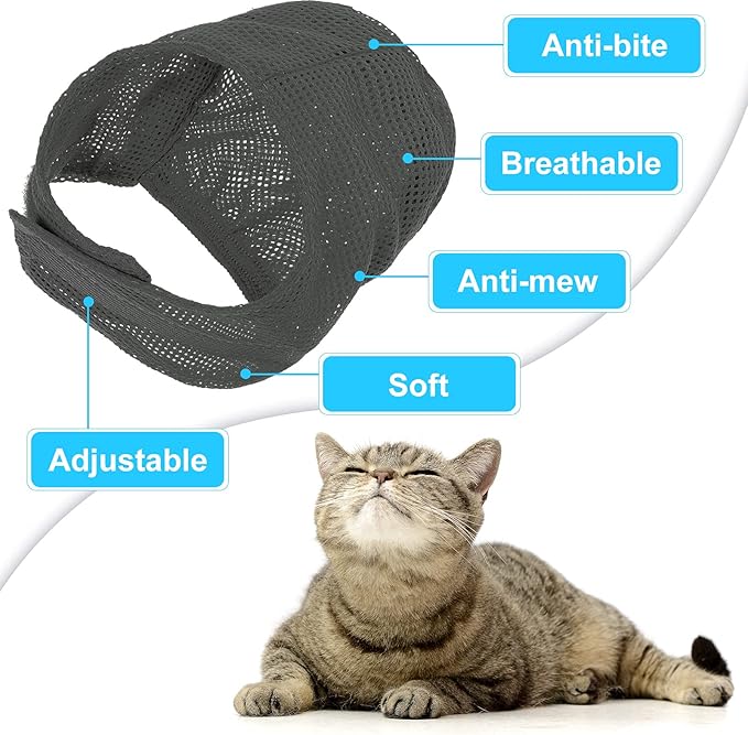 Patelai 5 Pcs Cat Bathing Bag Set Cat Grooming Bag Adjustable Pet Shower Net Muzzles Nail Clipper Tick Remover Tool Massage Brush(Grey-White)-Mewly Pet