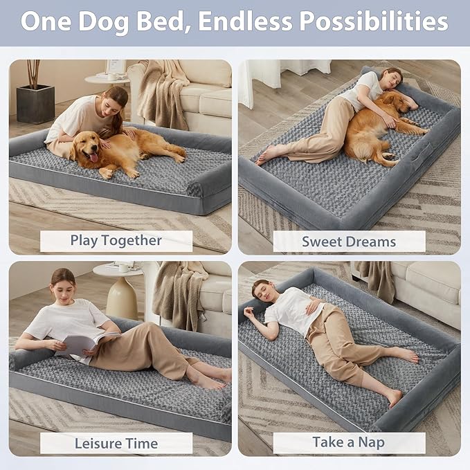 BFPETHOME Dog Beds for Large Dogs, Orthopedic Dog Bed for Medium Large Dogs,Big Waterproof Couch Pet Bed with Removable Washable Cover-Mewly Pet