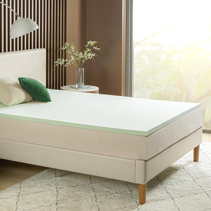 ZINUS 1.5 Inch Green Tea Memory Foam Mattress Topper, Smaller, More Convenient WonderBox Packaging, Pressure-Relieving Layers, CertiPUR-US Certified, Queen