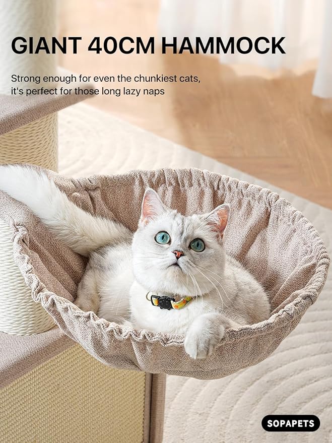 Maine Coon Cat Tree for Indoor Cats Large Adult,Modern Cat Tower for Extra Large Cats 20 lbs+,Heavy Duty Cat Tree with Sisal Scrathing Post,Hammock,Perch,Condo,Bed-Mewly Pet