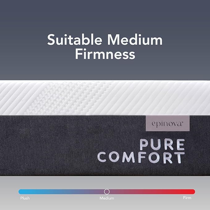 EPITEX Pure Comfort 10 Inch Queen Size Memory Foam Mattress – Air-Flow Memory Foam, Medium Plush for Pressure Relief and Motion Isolation, Breathable Pure Cotton Cover, CertiPUR-US Certified
