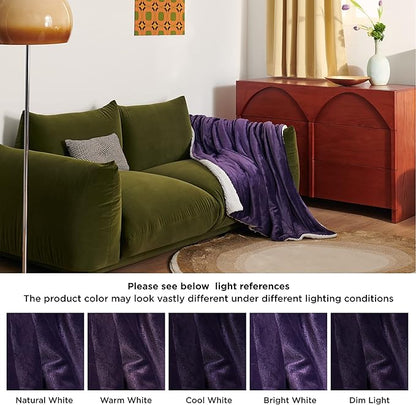 Bedsure GentleSoft Sherpa Fleece Throw Blanket Twin Size for Couch - Thick and Warm Throw for Girls and Women, Soft Fuzzy Plush Twin Blanket for Winter, Purple, 60x80 Inches