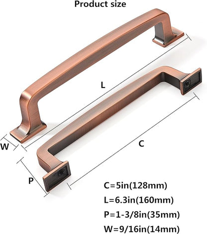 Khtumeware 10-Pack 5-Inch Brushed Antique Copper Cabinet Pulls and Drawer Handles - Handles for Cabinets and Cupboards