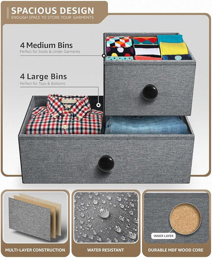 Sorbus Dresser with 8 Drawers - Chest Clothing Organizer Unit with Steel Frame Wood Top Knob Handle Easy Pull Fabric Bins - Large Storage Furniture for Bedroom, Hallway, Living Room, Nursery & Closet
