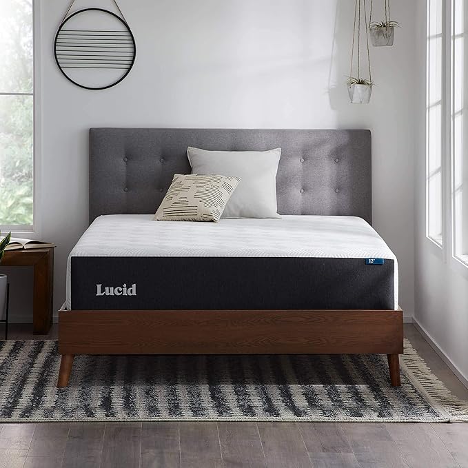 LUCID 12 Inch Memory Foam Mattress - Medium Firm Feel - Infused with Refreshing Bamboo Charcoal and Cooling Gel - Bed in a Box - Temperature Regulating, Pressure Relief - Breathable - California King