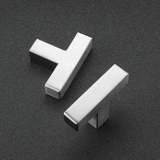 Ravinte 3 Pack Brushed Nickel Kitchen Cabinet Handles Single Hole Cabinet Pulls Square Kitchen Hardware for Cabinet Drawer Pulls Drawer Handles Come with Screwdriver
