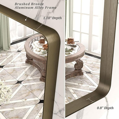 28x32 Bronze Bathroom Mirror, Brushed Metal Bathroom Vanity Mirrors for Wall, Rounded Corner Bronze Rectangle Mirror for Farmhouse, Bedroom, Anti-Rust (Horizontal/Vertical)