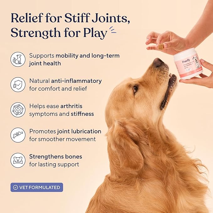 Pawfy Hip & Joint Supplement for Dogs with MSM & Vitamins | Glucosamine Chondroitin for Small, Medium & Large Breed - Supports Mobility & Bones | Glucosamine for Dogs with Omega 3-30 Chews-Mewly Pet