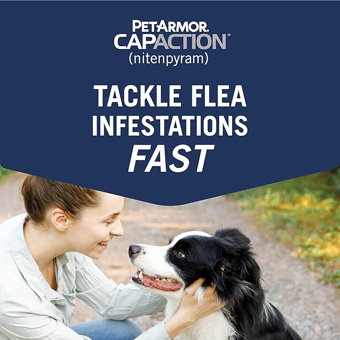 PetArmor CAPACTION (nitenpyram) Oral Flea Treatment for Dogs, Fast Acting Tablets Start Killing Fleas in 30 Minutes, Dogs Over 25 lbs, 6 Doses-Mewly Pet