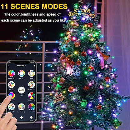 Smart WiFi LED Christmas Lights, APP-Controlled RGB Fairy String Lights, Ideal for Xmas Tree, Garden, Home, Party, Halloween Festival Deco (33ft-100LED)