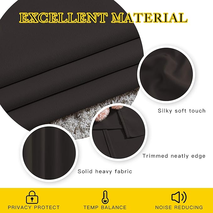NICETOWN Blackout Curtains Grommet 2 Panels Toffee Brown Drapes 95 Inches Long