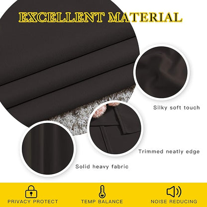 NICETOWN Toffee Brown Short Window Curtains for Windows 50 inch Long - Solid Grommet 50% Light Reducing Thermal Insulated Curtain Panels for Kitchen/Bedroom (W34 x L50, 1 Pair)