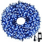 105FT 300 LEDs Blue White Christmas Lights Outdoor Indoor, Waterproof Christmas Tree Lights, 8 Lighting Modes with Memory and Timer