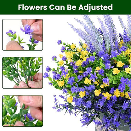 Artificial Plants Outdoor, 20PCS Artificial Flowers, UV Resistant Fake Flowers, Faux Flowers for Outdoor Planters for Front Porch Pot Decor
