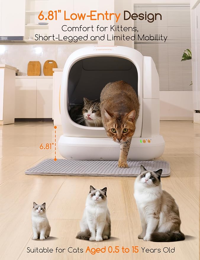 MeoWant Self Cleaning Cat Litter Box, Open-Top Automatic Cat Litter Box with Safety Protection, App Control, Odor-Free, 75L Large Space for Multiple Cats-Mewly Pet