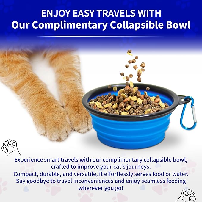 Pet Fit For Life - Vibrant Collapsible Travel Cat Litter Box - Portable, Foldable, Compact Design with Bonus Water Bowl - Ideal for Car & Camping - Reusable, Cats Safe - Teal, (16"x12"x5")-Mewly Pet