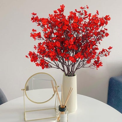 Uieke 15 Pcs Babys Breath Artificial Flowers Bulk Silk Red Faux Flowers Real Touch Gypsophila Bouquet for Christmas Halloween Home Wedding Decoration