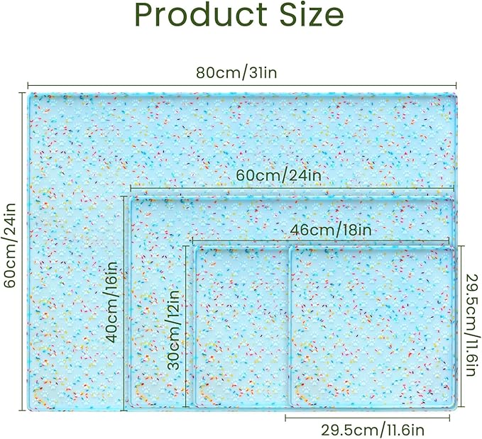 Ptlom Dog Food Mat Anti-Slip Dog Bowl Mats for Food and Water, Waterproof Pet Placemat Prevents Messy Spill to Floor, Silicone Puppy Feeding Tray for Small, Medium and Large Dogs Cats, Blue-Mewly Pet