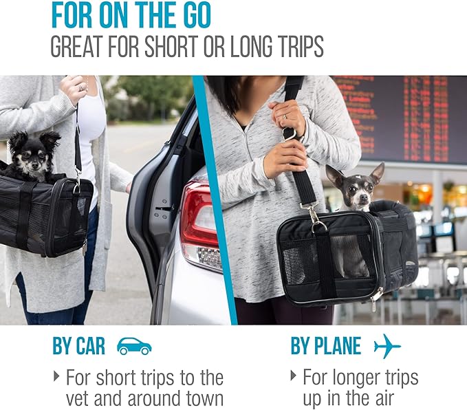 Sherpa Original Deluxe Travel Pet Carrier, Airline Approved & Guaranteed On Board - Black, Medium-Mewly Pet