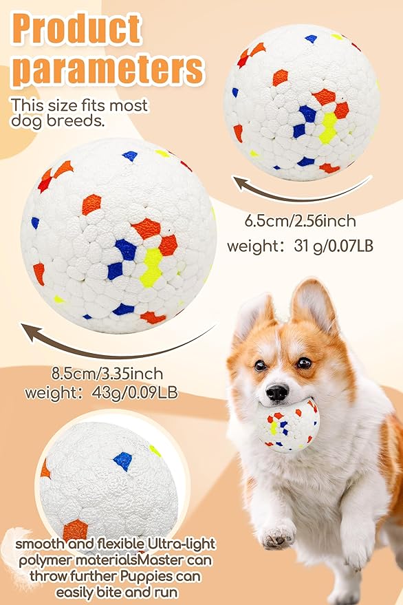 Upgrade Indestructible Dog Tennis Balls, Durable Bouncy Dog Toys for Aggressive Chewers, Teething & Fetch Game (4 White)-Mewly Pet