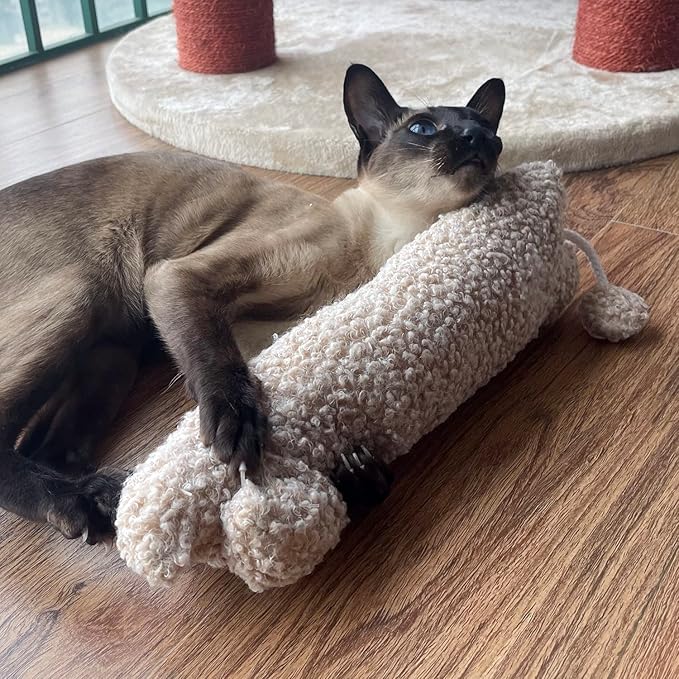 TTcat Catnip Silvervine Matatabi Pillow for Cats & Kittens,Cat Kicker Toy,Large Size Cat Pillow Soothing Plush Cat Toy(Beige).-Mewly Pet