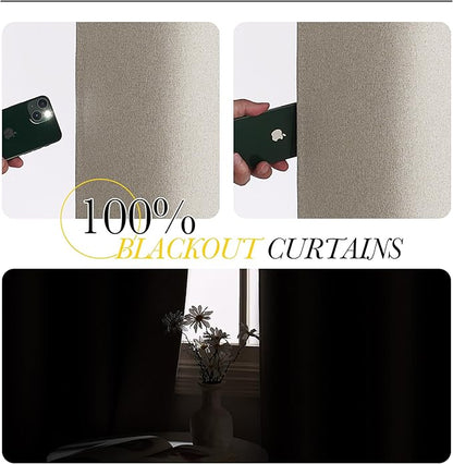 NICETOWN Linen 100% Blackout Insulated Patio Curtain 84" Long Burg, 1 Panel, 100" Width, Farmhouse Completely Blackout Window Treatment Thermal Drape for Living Room/Doorway/Sliding Door