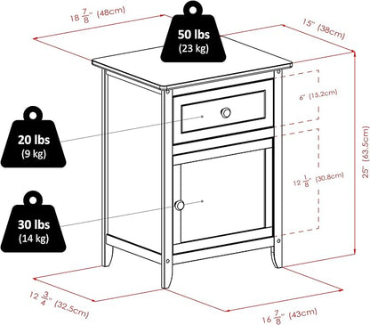 Winsome Eugene Accent Table/Nightstand, for Living Room, Den, Bedroom, White
