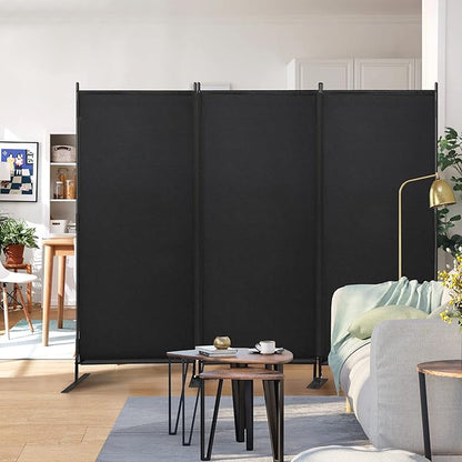 JAXPETY Room Divider Panel 6Ft Privacy Screen Wall Dividers for Room Separation Flexible Partition Folding Portable Room Partition for Office 88" W x 73" H, Black