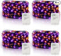 Purple Orange Halloween Timer Fairy Lights Battery Operated 4 Pack 16.4Ft 50 LED Black Wire Twinkle Lights with Timer 5 Modes for Halloween Indoor Outdoor Party Decoration