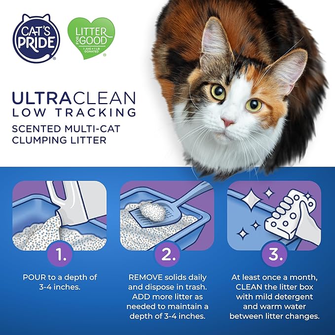 Cat's Pride Max Power: UltraClean Low Tracking Multi-Cat Clumping Litter - Keeps Paws & Home Clean - Up to 10 Days of Powerful Odor Control - 99% Dust Free - Fresh Scent, 15 Pounds-Mewly Pet