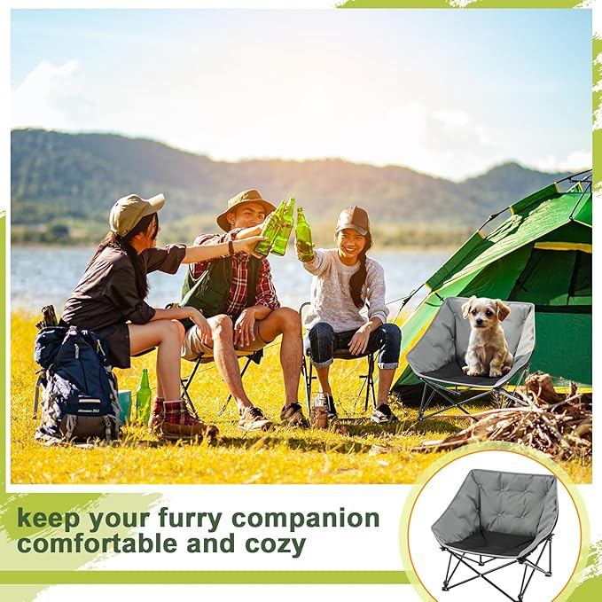 Portable Dog Camping Chairs for Dogs Raised Pet Bed for Outdoor Folding Chair Patio Lazy Puppy Cot Heavy Duty Pet Camping Gear(28x 24 x 22 Inches,Gray)-Mewly Pet