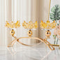 Crystal Candle Holders Lotus Candelabras Gold Arch Candlestick, Centerpiece Table, Home Hecor for Wedding, Dinning Room, Coffee Table, Kitchen, Living Room, Entryway (3 Arms, Tealight Candle)