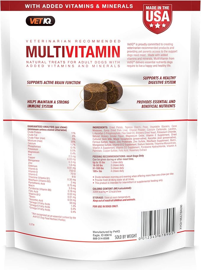 VetIQ Multivitamin Supplement for Dogs, Health Support Supplement Soft Chews, 90 Count-Mewly Pet