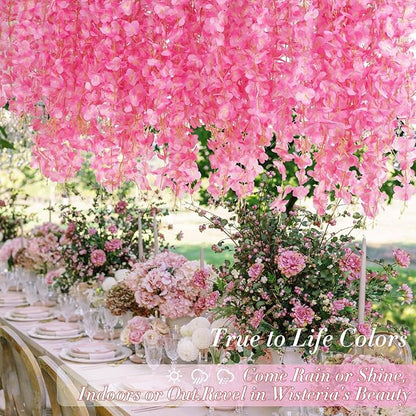 40 Pack Wisteria Hanging Flowers,Hanging Flowers,Fake Wisteria, Hanging Flowers for Decoration,Artificial Flowers,Vines for Bedroom, Wisteria for Wedding Decorations for Home Party(3.6 Ft/Pcs, Pink)