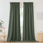 RYB HOME Green Linen Sheer Curtains 102 inches Long, Thick Heavy Textured Rod Pocket Machine Washable Privacy Assured for Living Room Bedroom, W 52 x L 102 inches, Hunter Green, 2 Panels