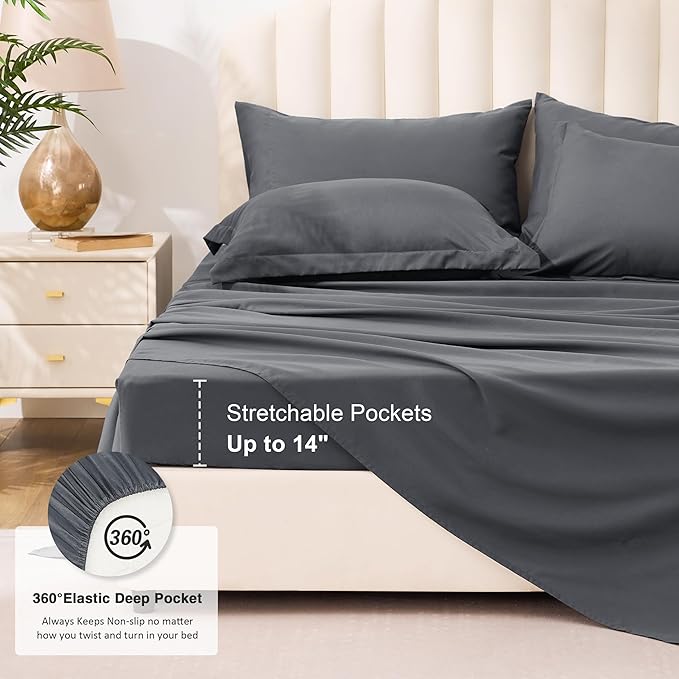 Love's cabin Twin Comforter Set Soot Grey, 5 Pieces Twin Bed in a Bag, All Season Bedding Sets with 1 Comforter, 1 Flat Sheet, 1 Fitted Sheet, 1 Pillowcase and 1 Pillow Sham