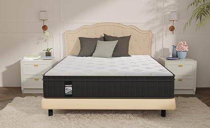 Queen Mattress, 10 Inch Hybrid Mattress in a Box with Gel Memory Foam and Pocket Spring, Medium Firm Feel, Cooler Sleep & Pressure Relief, 60 * 80 * 10, 120 Nights Risk-Free Trial